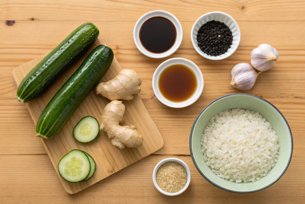 Ingredients for Asian cucumber salad