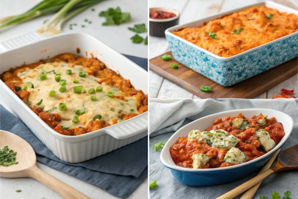 Three creative variations of Million Dollar Chicken Casserole.