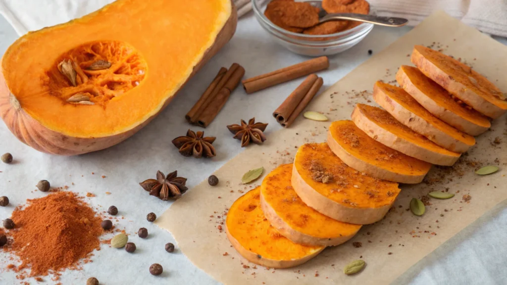 filled with vibrant orange pumpkin puree,