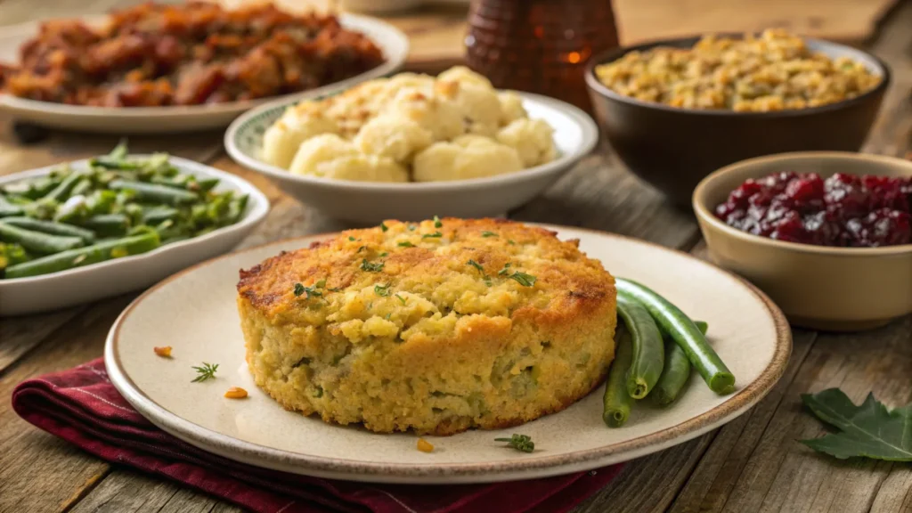 You’ve just baked a golden, crispy Jiffy cornbread dressing. What dishes would you serve alongside it? Would you stick to traditional holiday sides or try something new, like pairing it with roasted veggies or a vegan main dish?