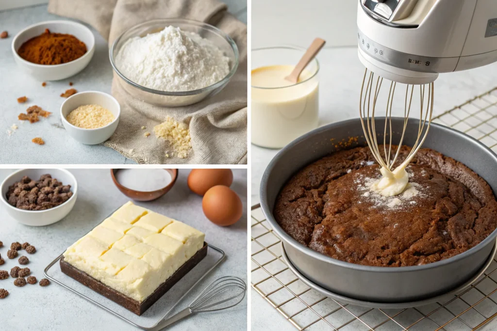 Step-by-step process of making brownie_cake.