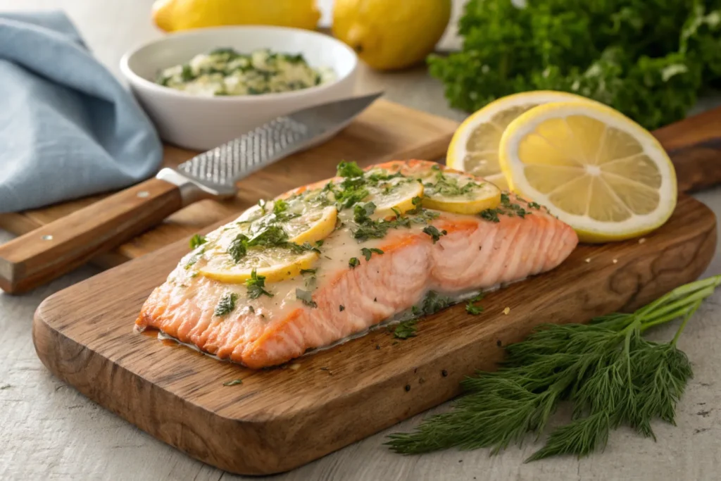 Lemon herb baked salmon.