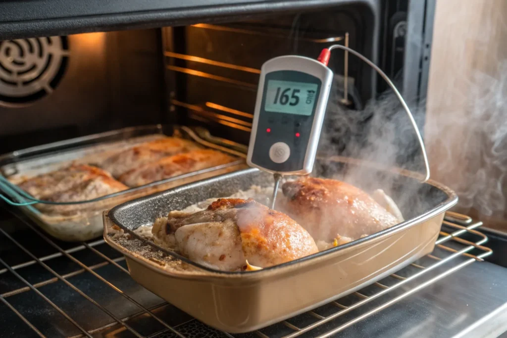 Reheating frozen cooked chicken safely.