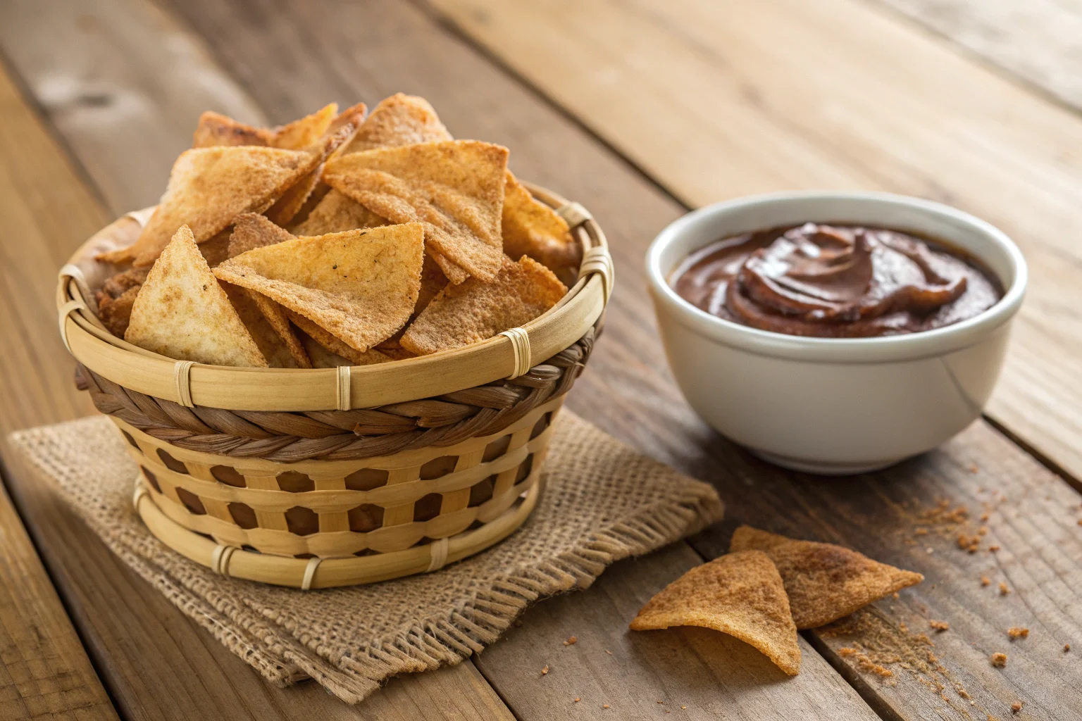 Crispy cinnamon chips and dip.