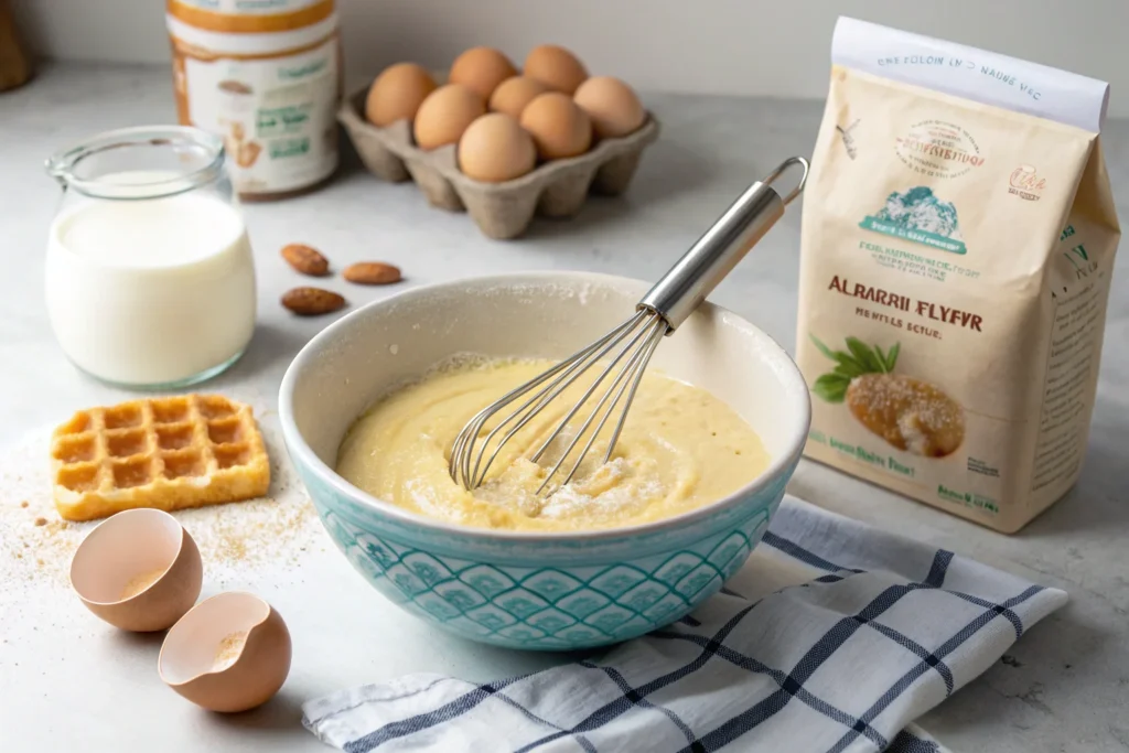 Almond_flour_waffle batter preparation.