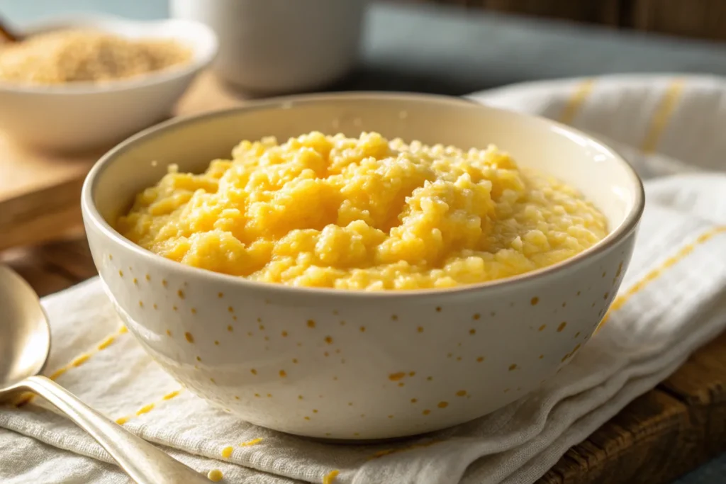 Curdled custard caused by overheating.