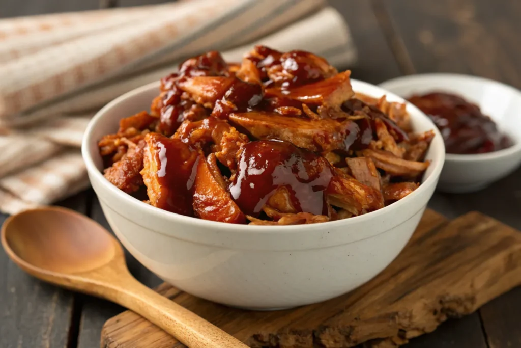 Rotisserie chicken tossed in BBQ sauce.