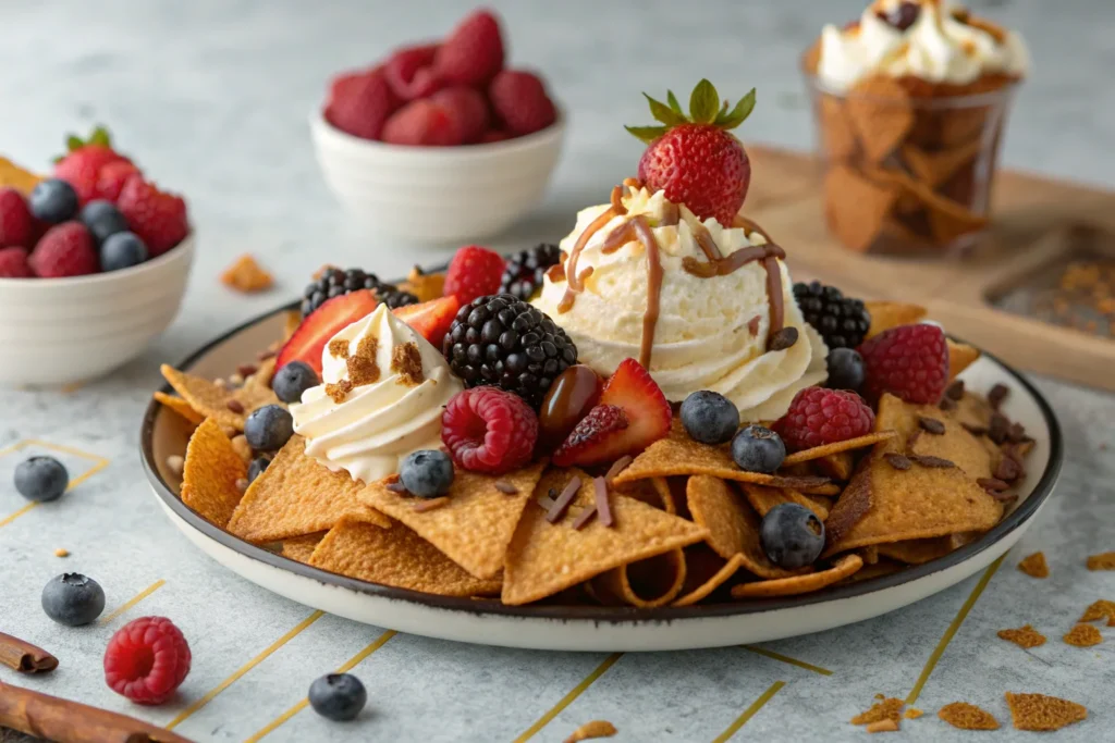 Cinnamon chips dessert nachos.