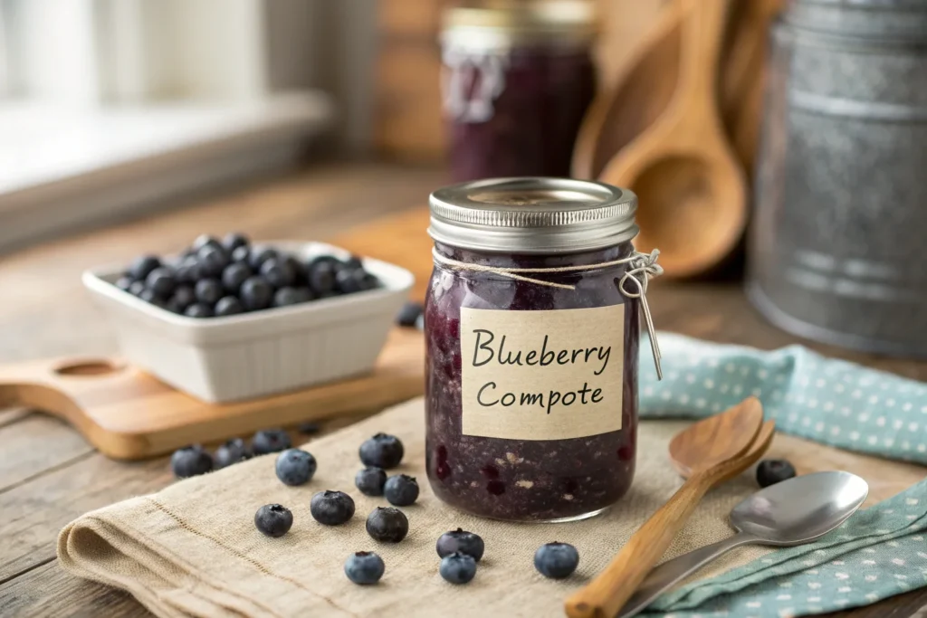 Blueberry_compote stored in a jar.