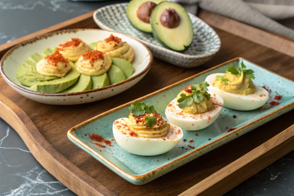 Deviled eggs with creative flavors.