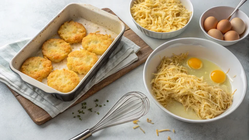 Preparing breakfast casserole layers