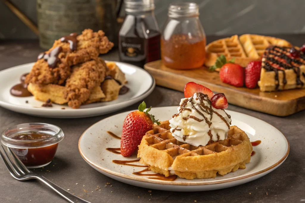 A platter of waffles from different countries.