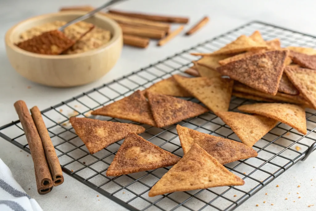 Healthier baked cinnamon chips.