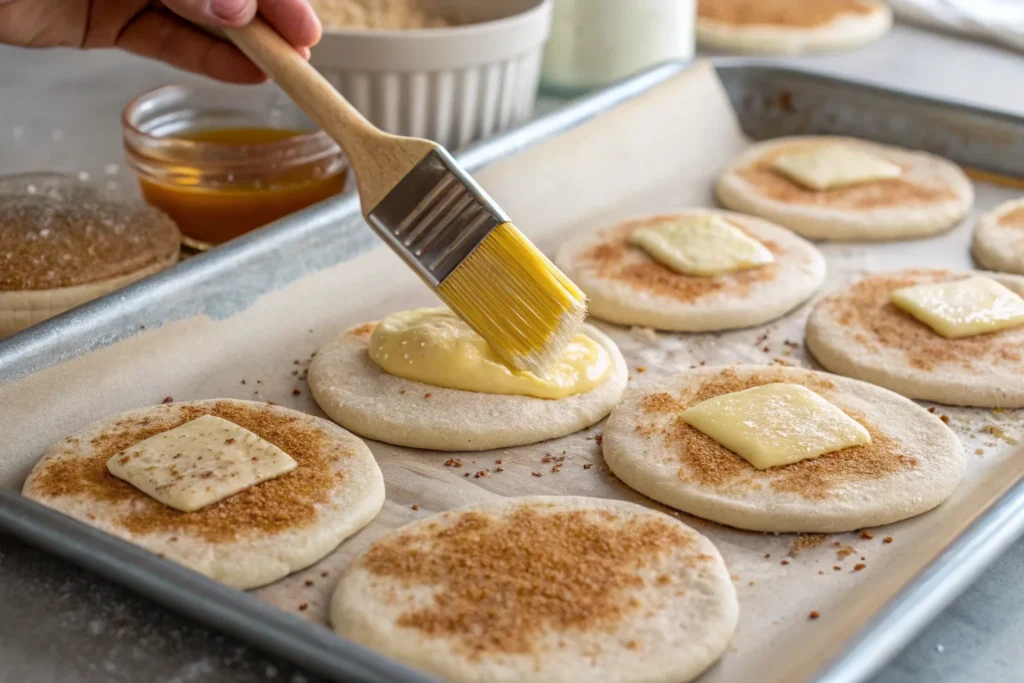 Preparing cinnamon chips.