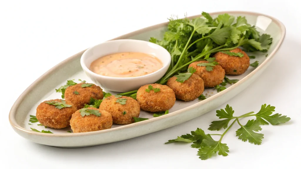 Salmon_croquettes with dipping sauce