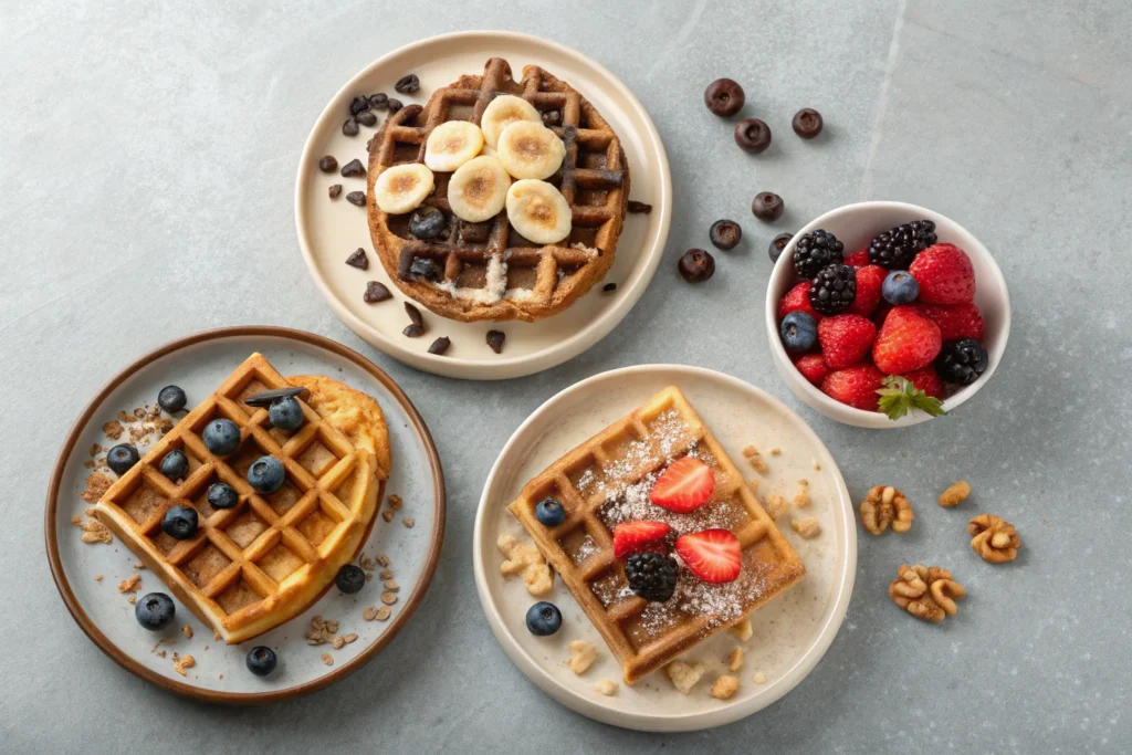 Banana_waffles with different variations.