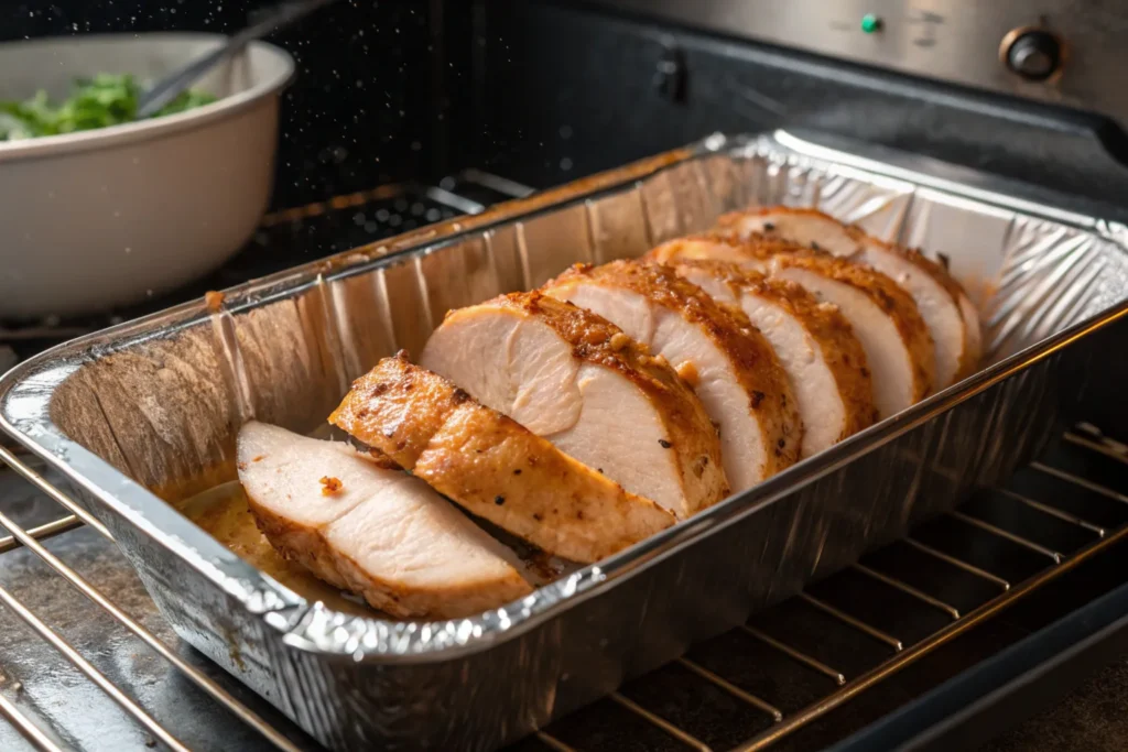 Reheating rotisserie chicken to keep it moist.